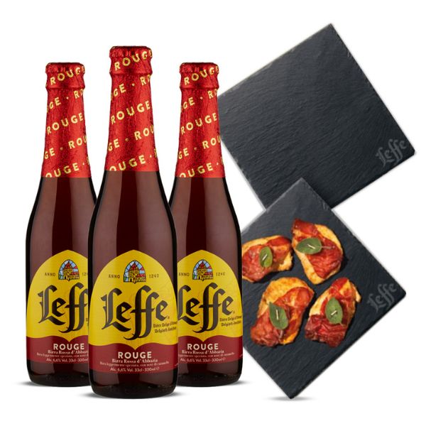3 Leffe Rouge Belgian Ale (33 cl) + 2 Piatti in Ardesia Omaggio