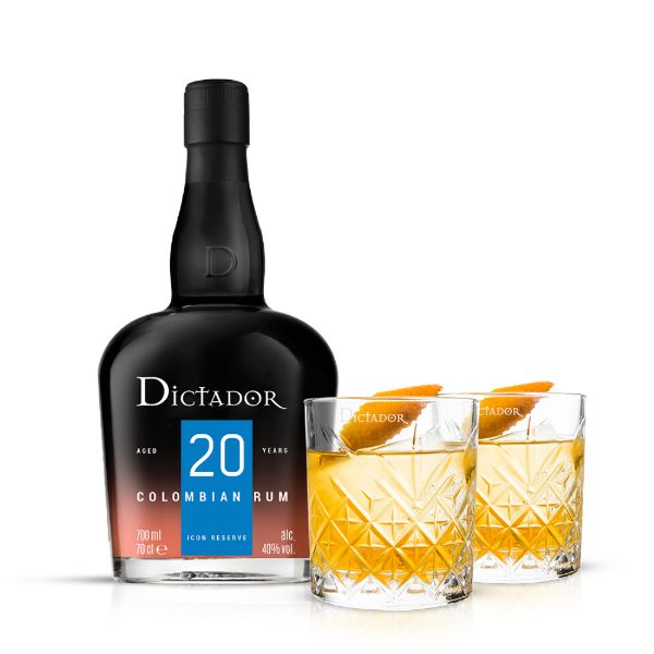 Dictador Rum 20 Years (70 cl) + 2 Bicchieri Rum Omaggio