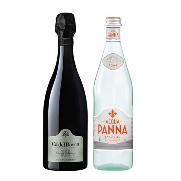 Franciacorta Dosaggio Zero 'Vintage Collection' Ca' del Bosco 2017 con Acqua Panna