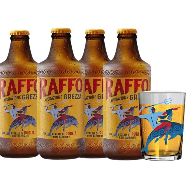 Raffo Lavorazione Grezza (45 cl) 4 pezzi con Bicchiere in omaggio